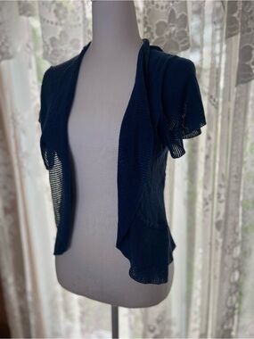 cleo Navy Short-Sleeve Open-Front Cardigan